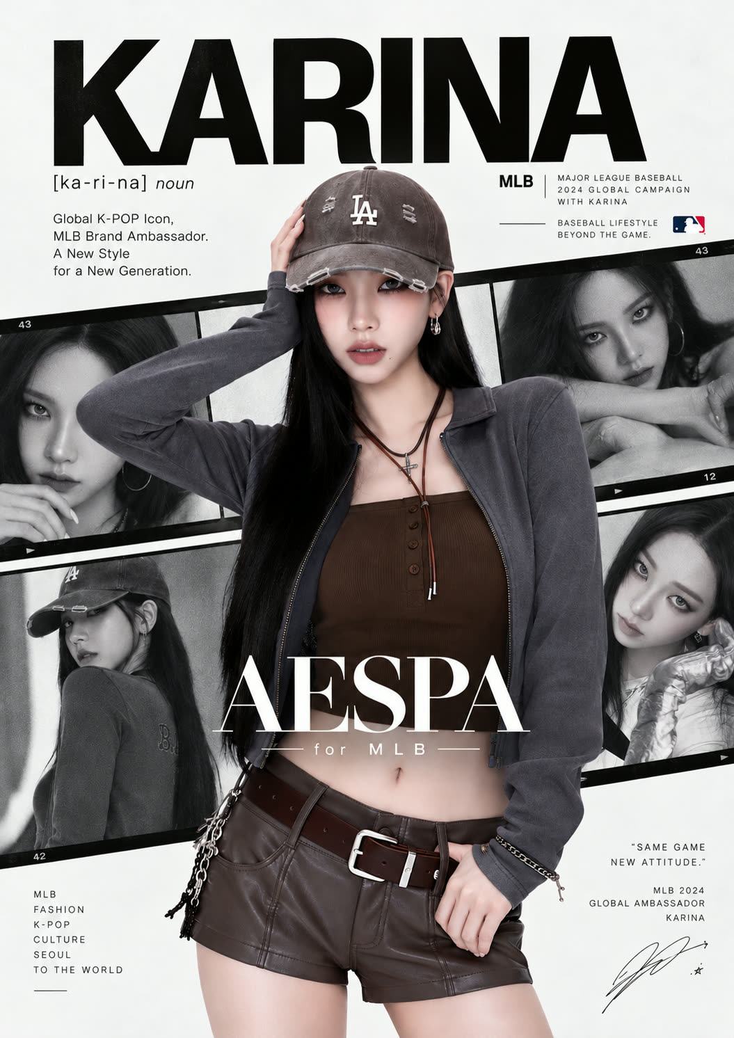 KARINA AESPA 黑白杂志风人物海报