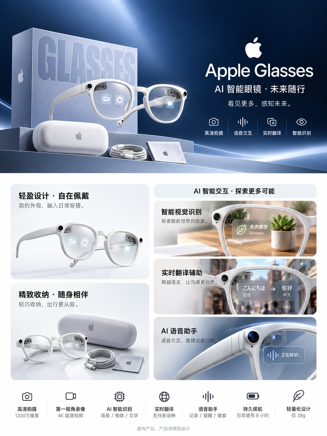 Apple Glasses AI 智能眼镜详情页长图