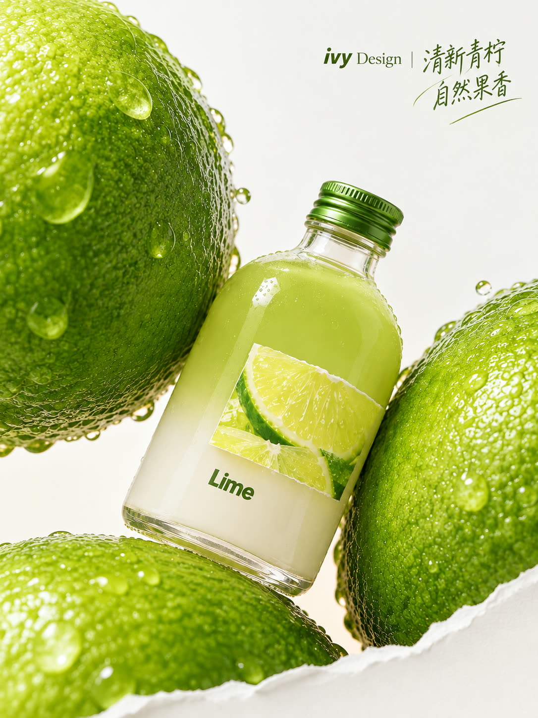 清新青柠 Lime 果汁产品宣传图